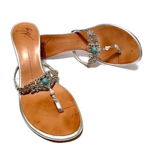 Giuseppe Zanotti Silver Heel Sandals